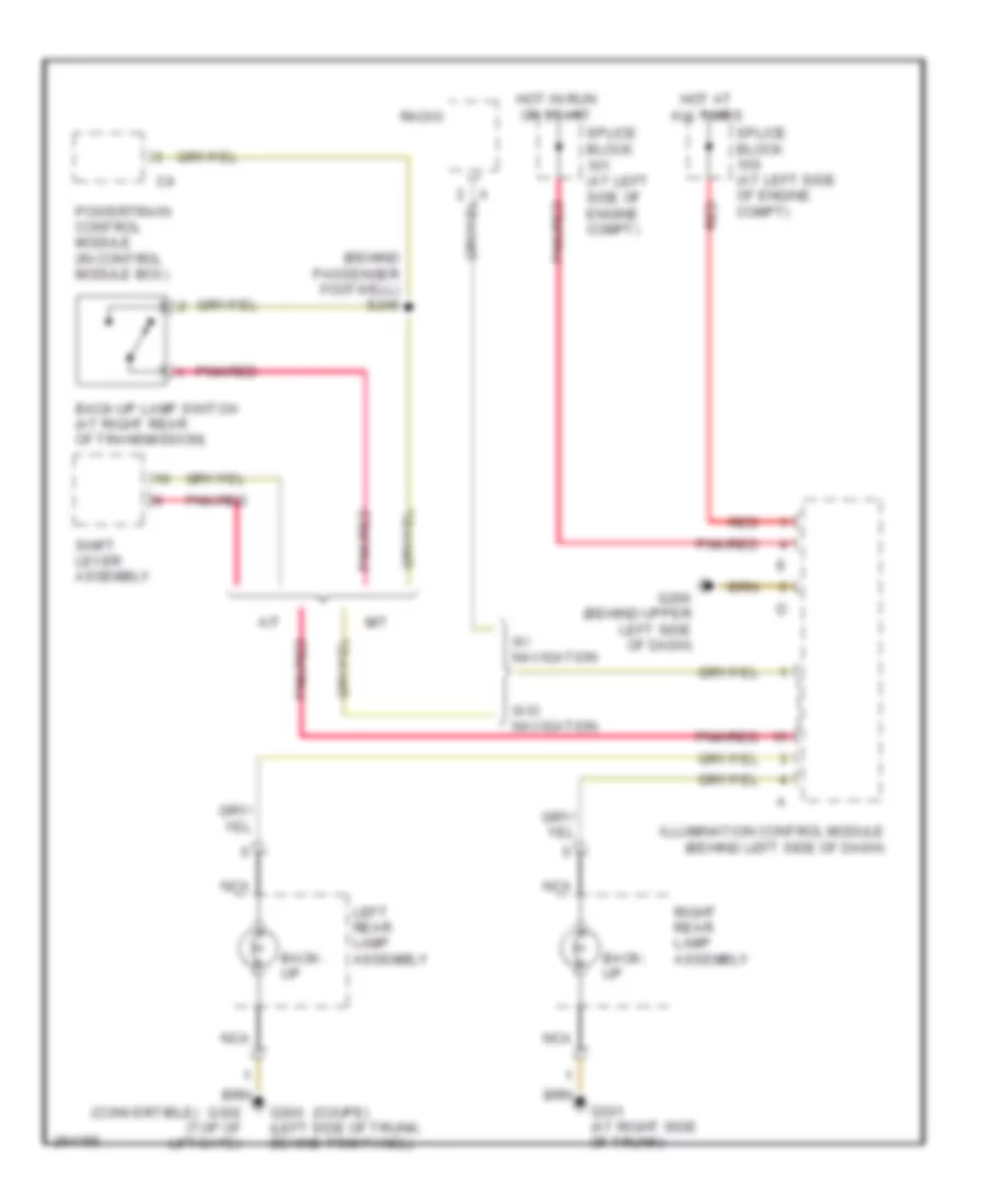 Back up Lamps Wiring Diagram for Chrysler Crossfire Limited 2008