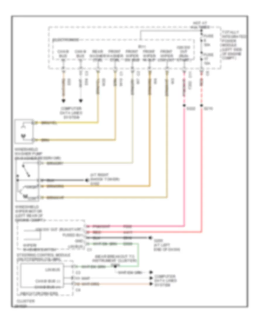Электросхема стеклоочистителя, дворников и омывателя для Chrysler Sebring 2008