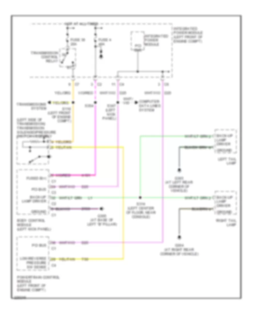 Back up Lamps Wiring Diagram for Chrysler Pacifica Touring 2006