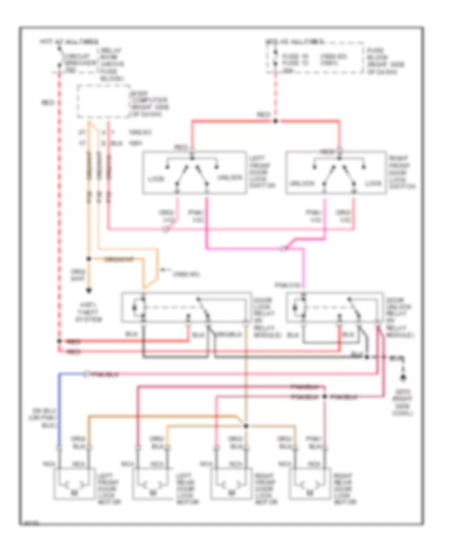 Power Door Lock Wiring Diagram for Chrysler New Yorker Salon 1993