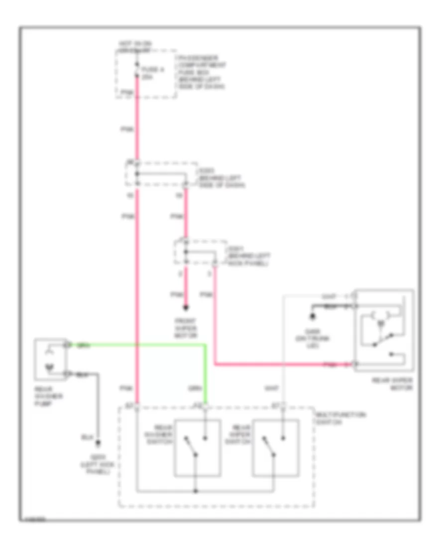 Электросхема заднего стеклоочистителя дворника и омывателя для Daewoo Nubira CDX 2000