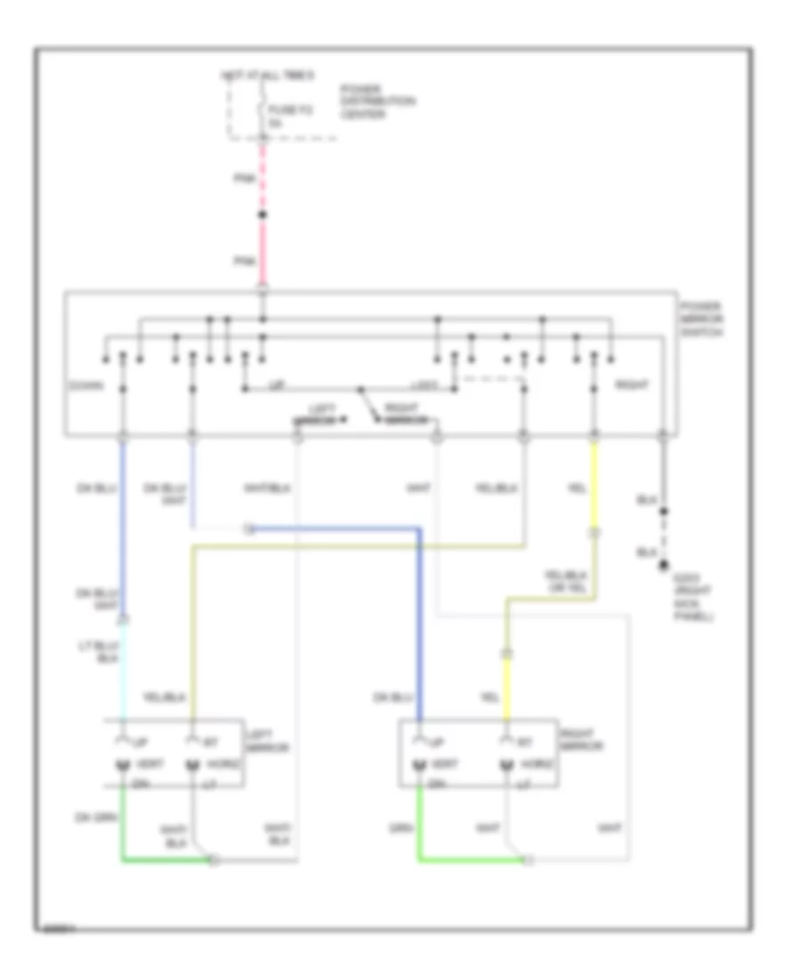 Электросхема привода зеркал для Dodge Cab  amp; Chassis D350 1991