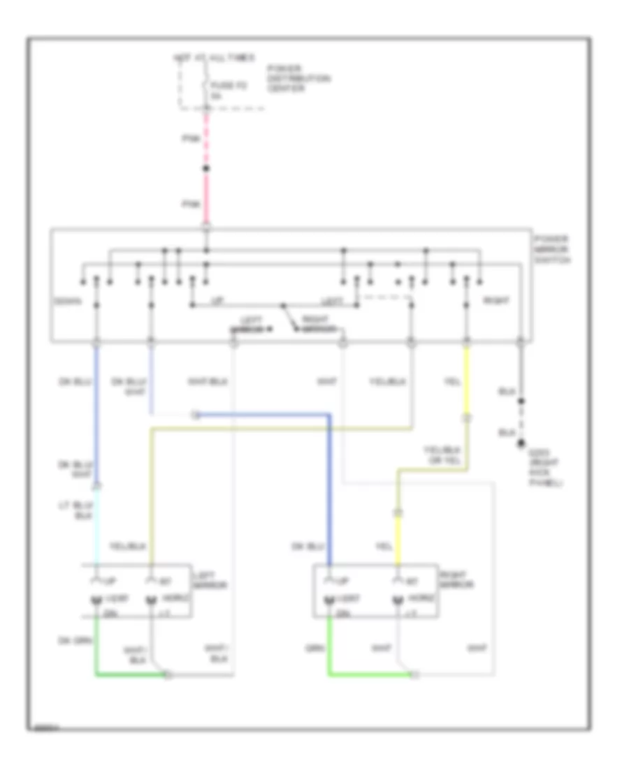 Электросхема привода зеркал для Dodge Cab  amp; Chassis W250 1990