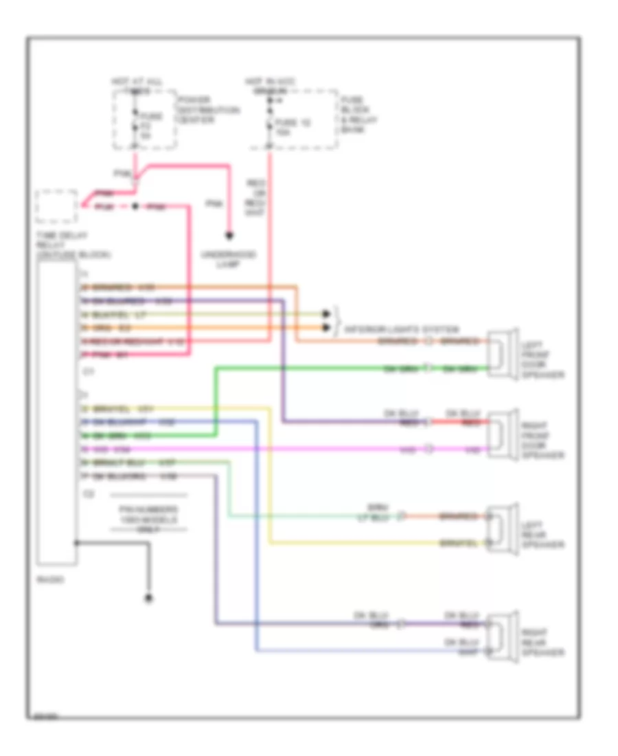 Электросхемы магнитолы, 4 акустических системы для Dodge Dakota 1993