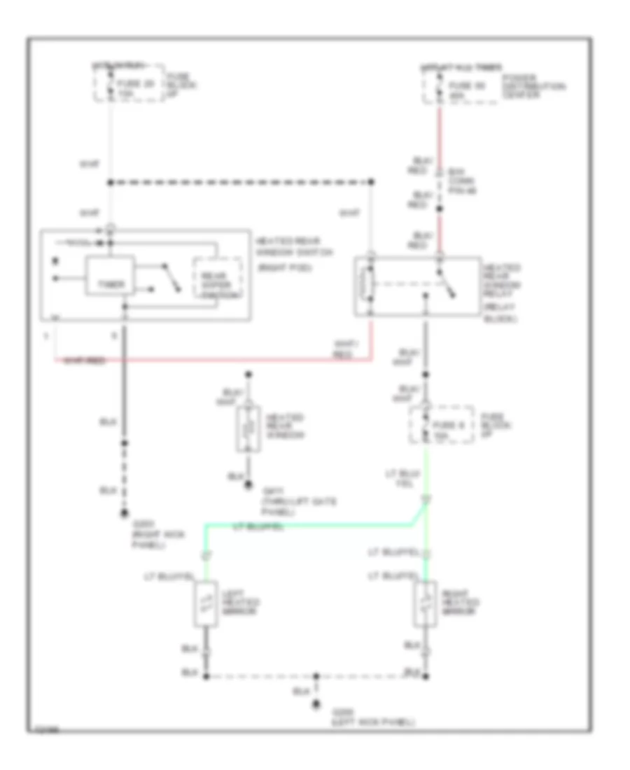 Электросхема подогрева стекол и зеркал для Dodge Grand Caravan SE 1995