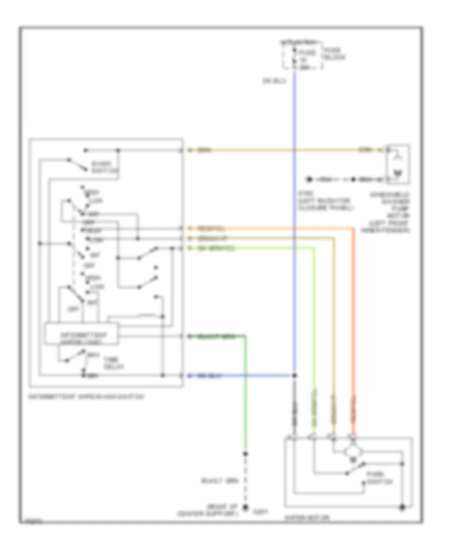 Электросхема стеклоочистителя, дворников и омывателя Интервала для Dodge Neon Sport 1995