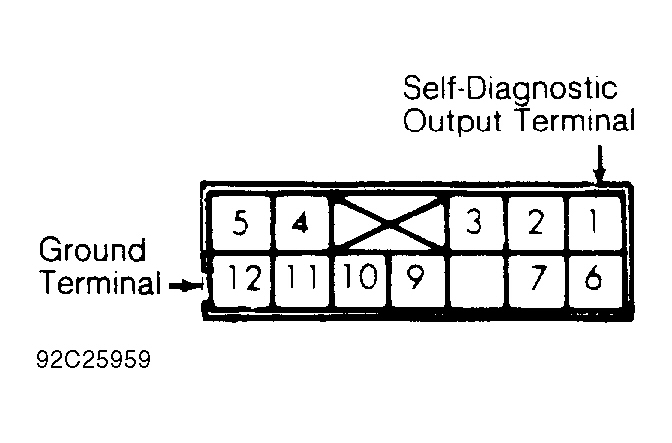 Dodge Colt GL 1993 - Component Locations -  Data Link Connector (DLC) Terminal ID