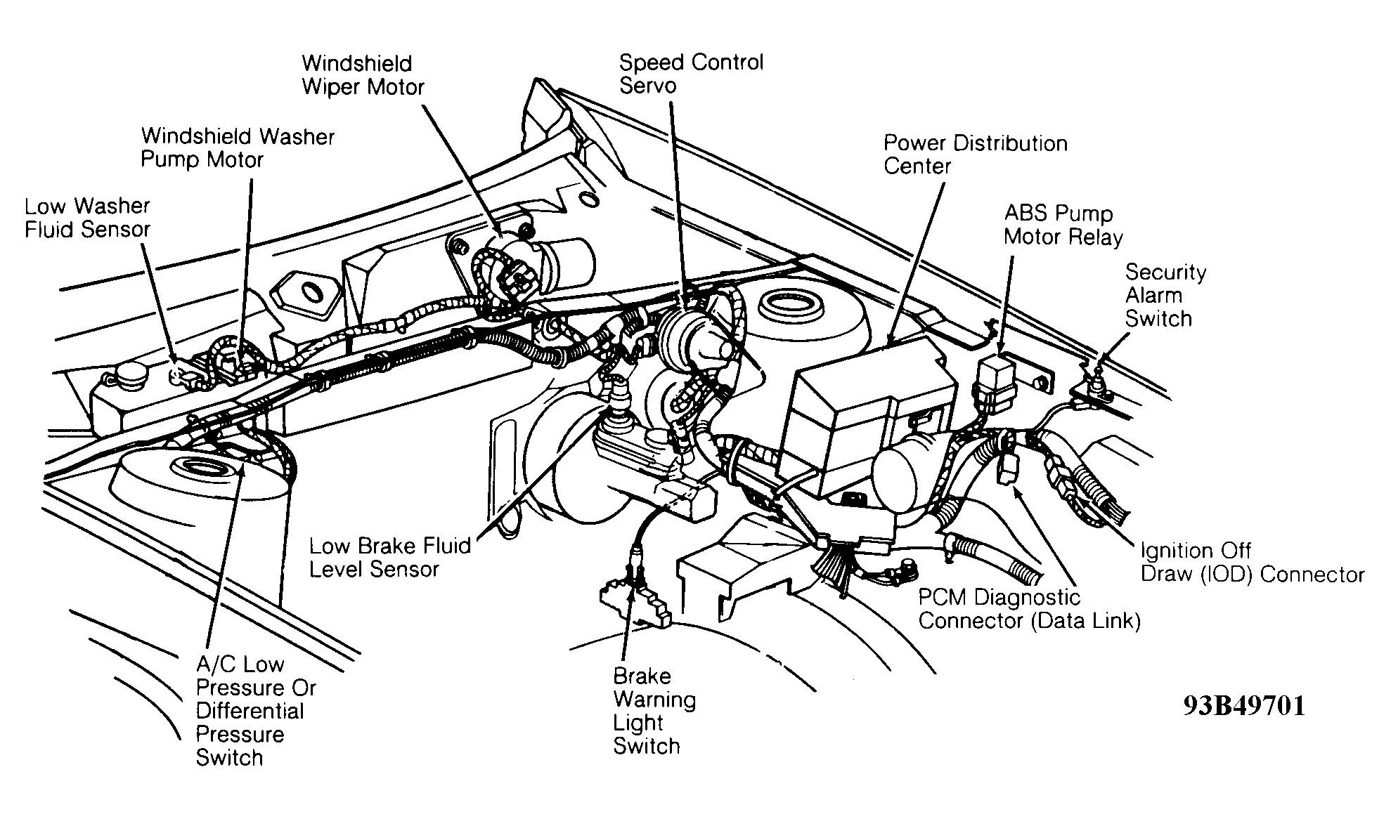 Dodge Daytona IROC R/T 1993 - Component Locations -  Component Locations (1 Of 8)