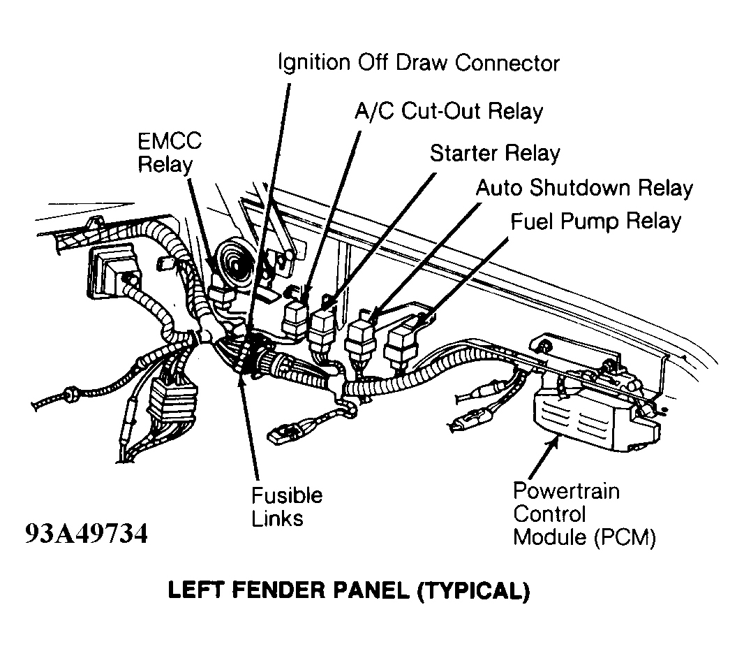 Dodge Pickup D250 1993 - Component Locations -  Component Locations (1 Of 7)