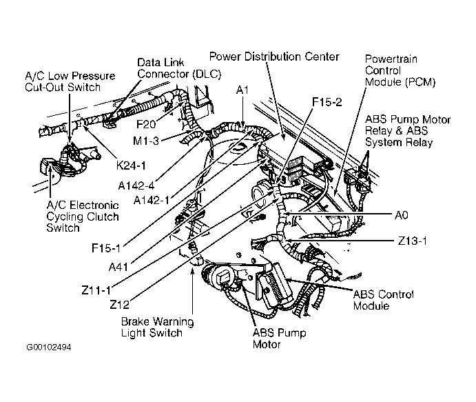 Dodge Caravan ES 1995 - Component Locations -  Left Side Of Engine Compartment