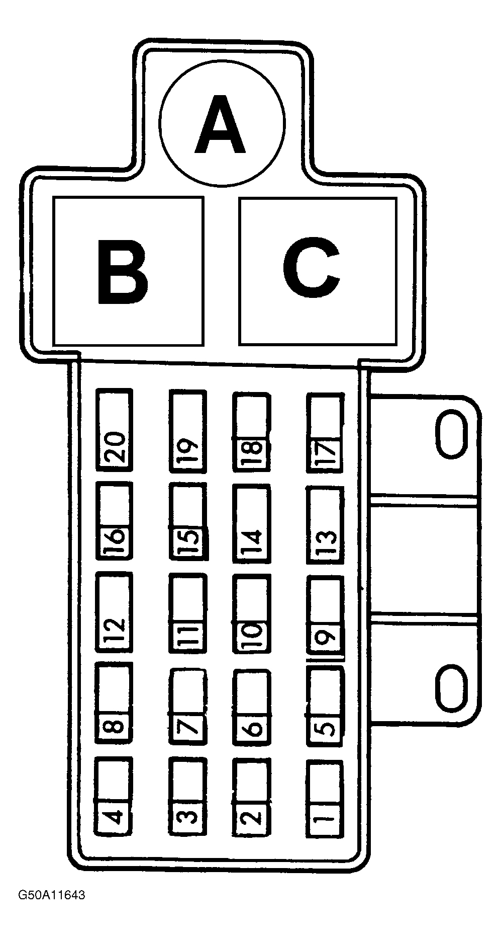 Dodge Neon 1995 - Component Locations -  Passenger Compartment Fuse Panel Identification