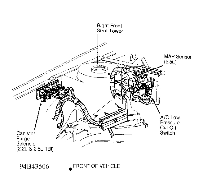 Dodge Spirit 1995 - Component Locations -  Right Rear Of Engine Compartment