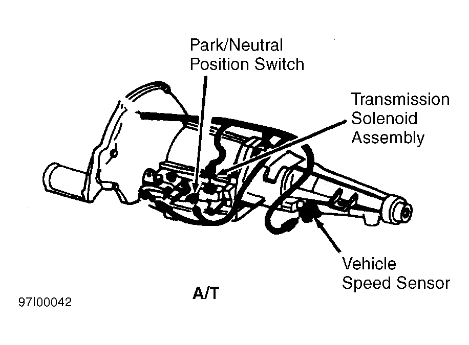 Dodge Pickup R3500 1997 - Component Locations -  Left Side Of Automatic Transmission