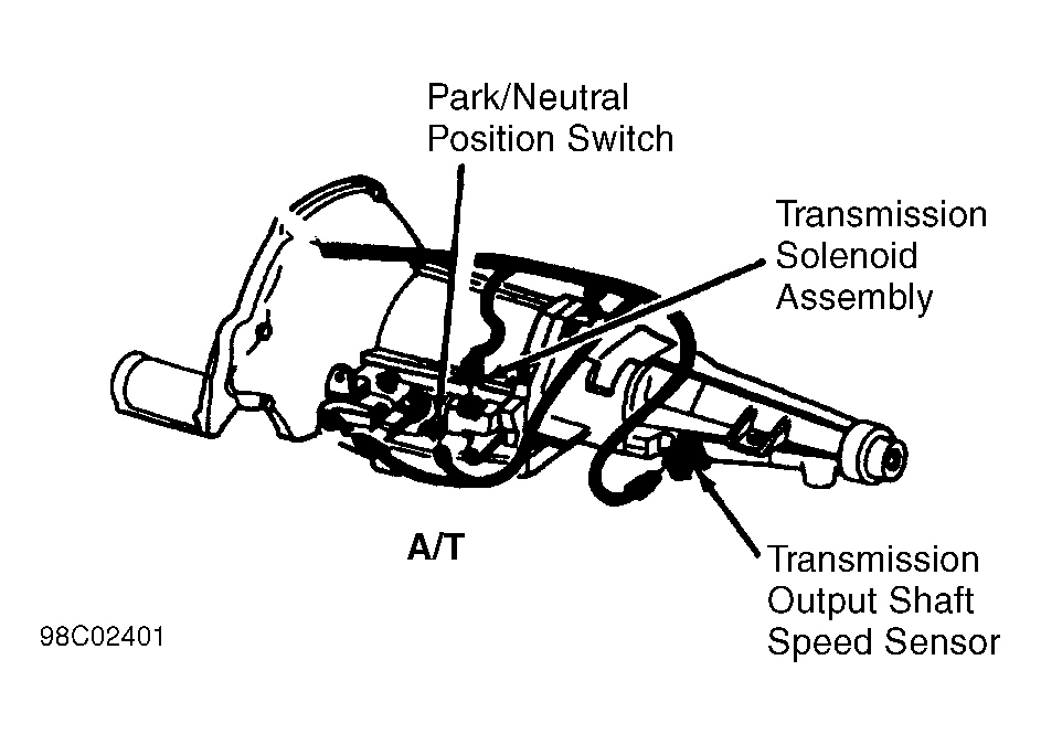 Dodge Pickup R3500 1999 - Component Locations -  Left Side Of Automatic Transmission