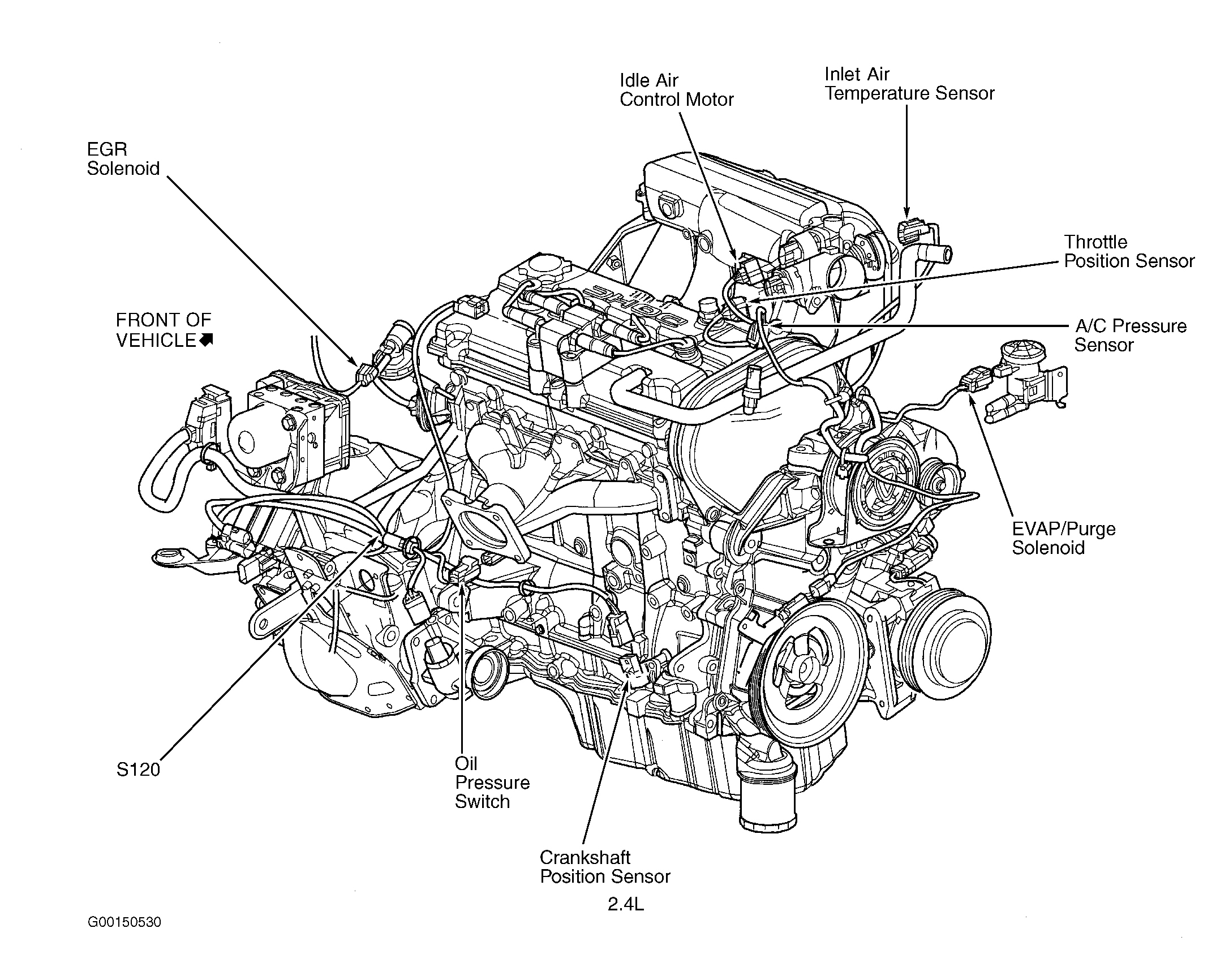 Dodge Caravan SE 2003 - Component Locations -  Right Side Of Engine (2.4L)