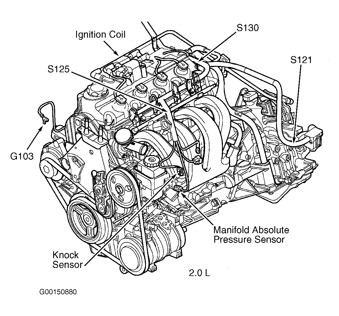 Dodge Neon SE 2003 - Component Locations -  Left Side Of Engine (2.0L)
