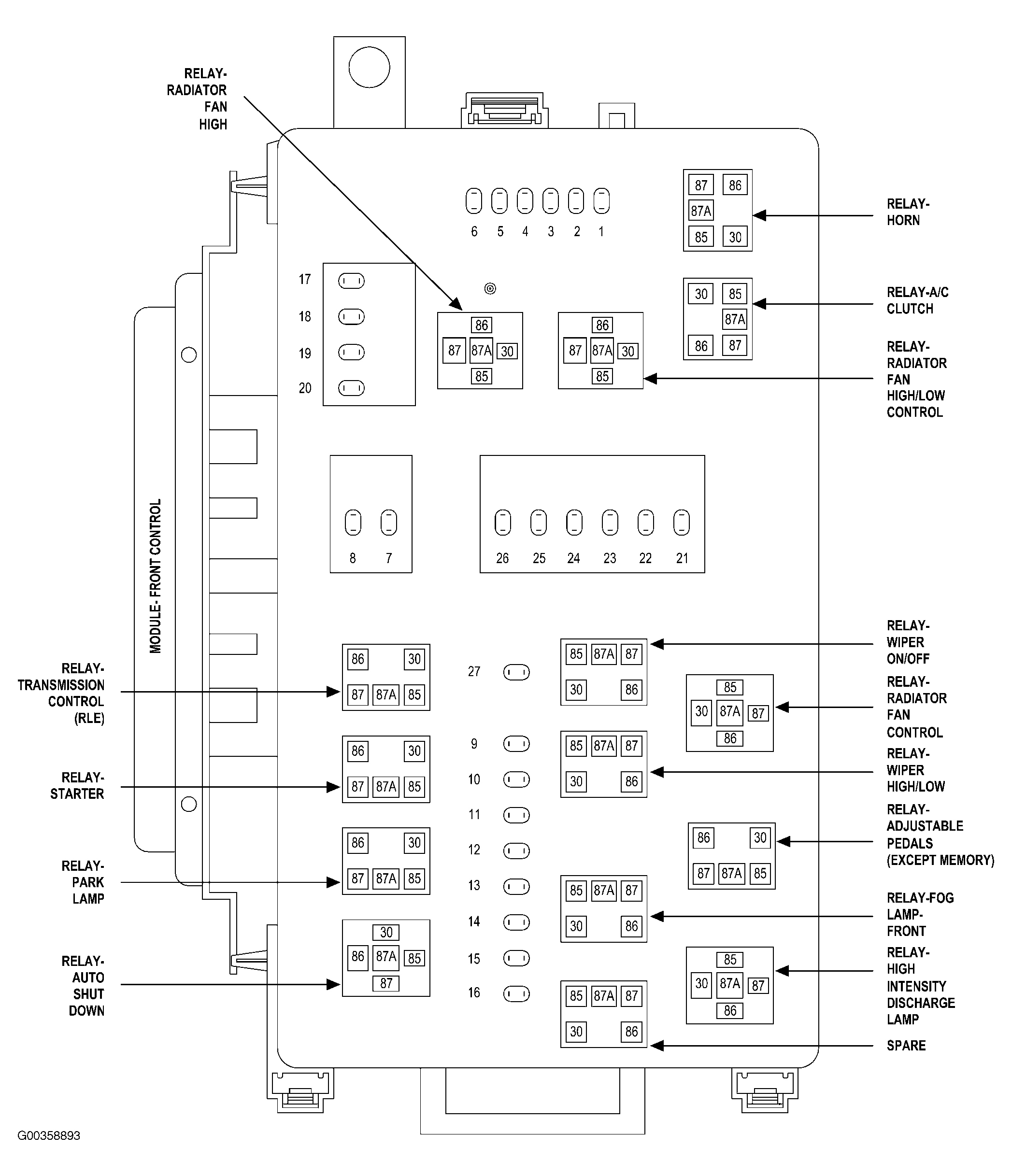 Dodge Magnum SXT 2005 - Component Locations -  Integrated Power Module