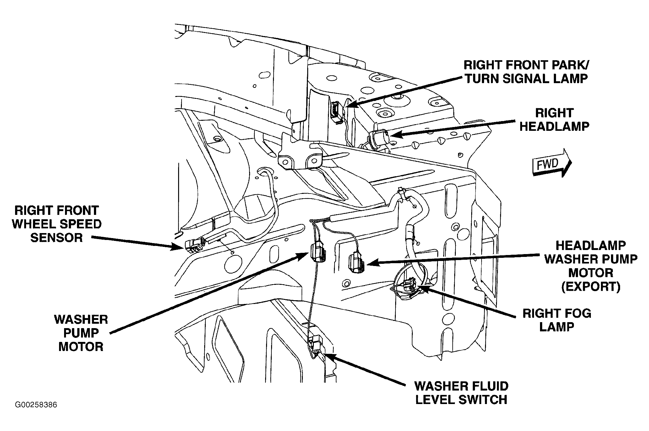 Dodge Grand Caravan SXT 2007 - Component Locations -  Right Front Of Engine Compartment