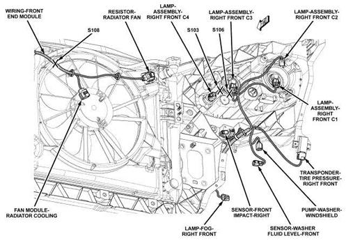 Dodge Grand Caravan C/V 2008 - Component Locations -  Right Front Of Engine Compartment