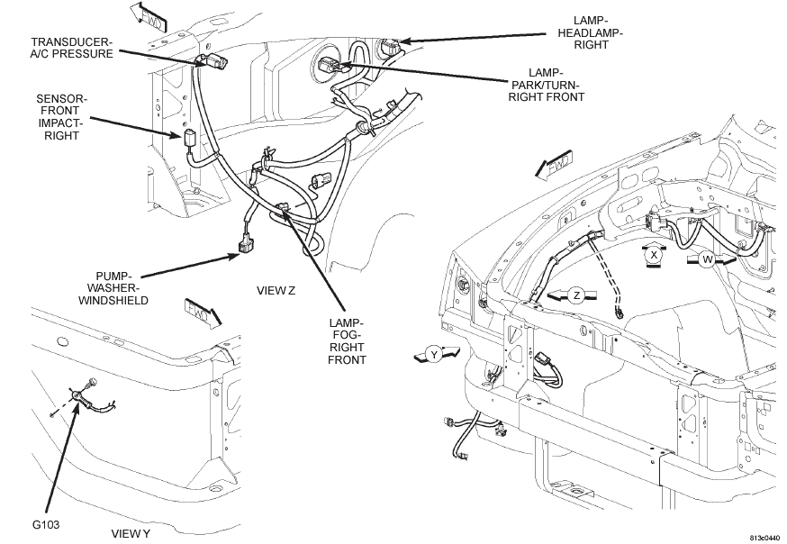 Dodge Dakota 2010 - Component Locations -  Right Front Of Engine Compartment