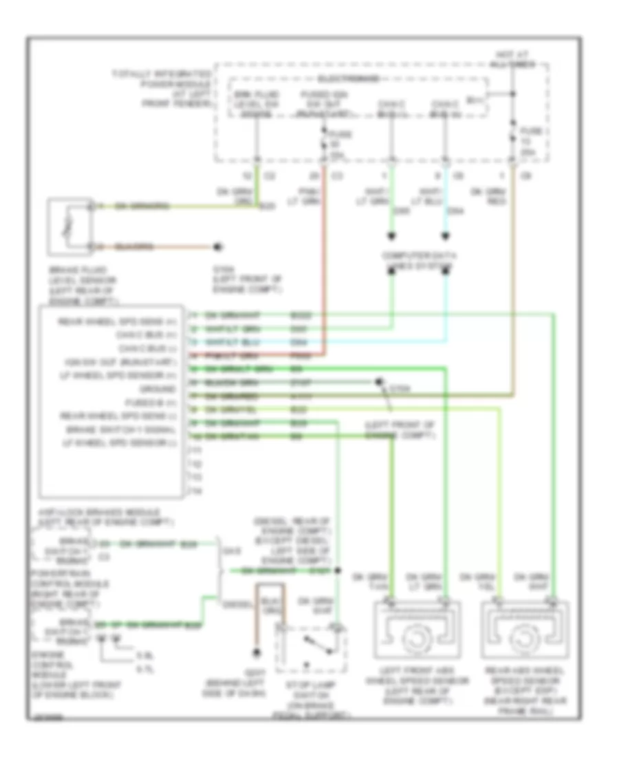 Rear Wheel ABS Wiring Diagram for Dodge Pickup R1500 2007