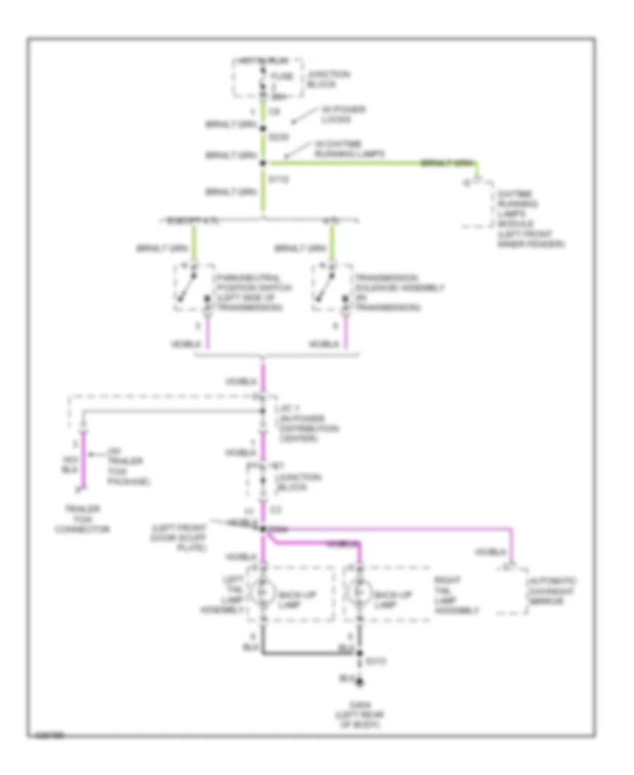 Back up Lamps Wiring Diagram for Dodge Durango 2000