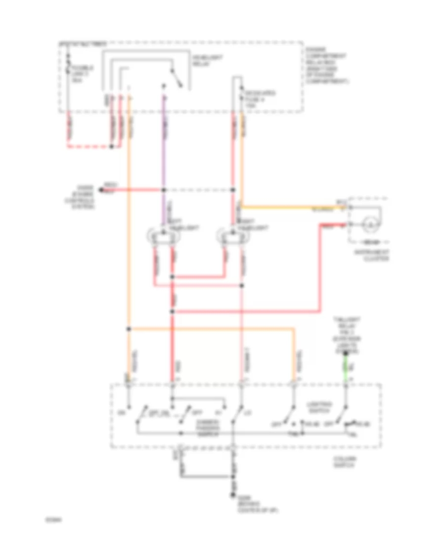 Headlight Wiring Diagram, without DRL for Dodge Colt 1994