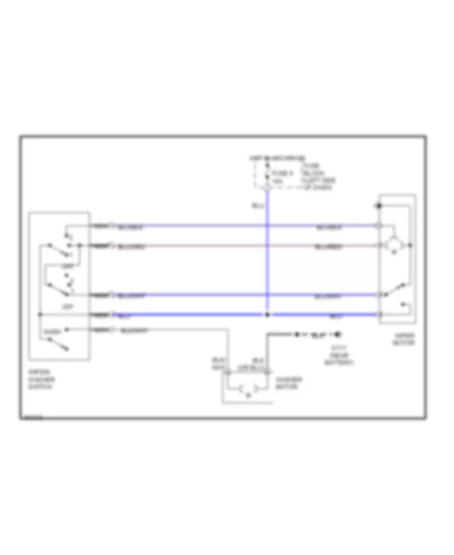 Электросхема стеклоочистителя, дворников и омывателя С 2 скоростями для Dodge Ram 50 1992