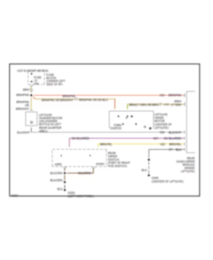 Электросхема заднего стеклоочистителя дворника и омывателя для Dodge Caravan C/V 1991