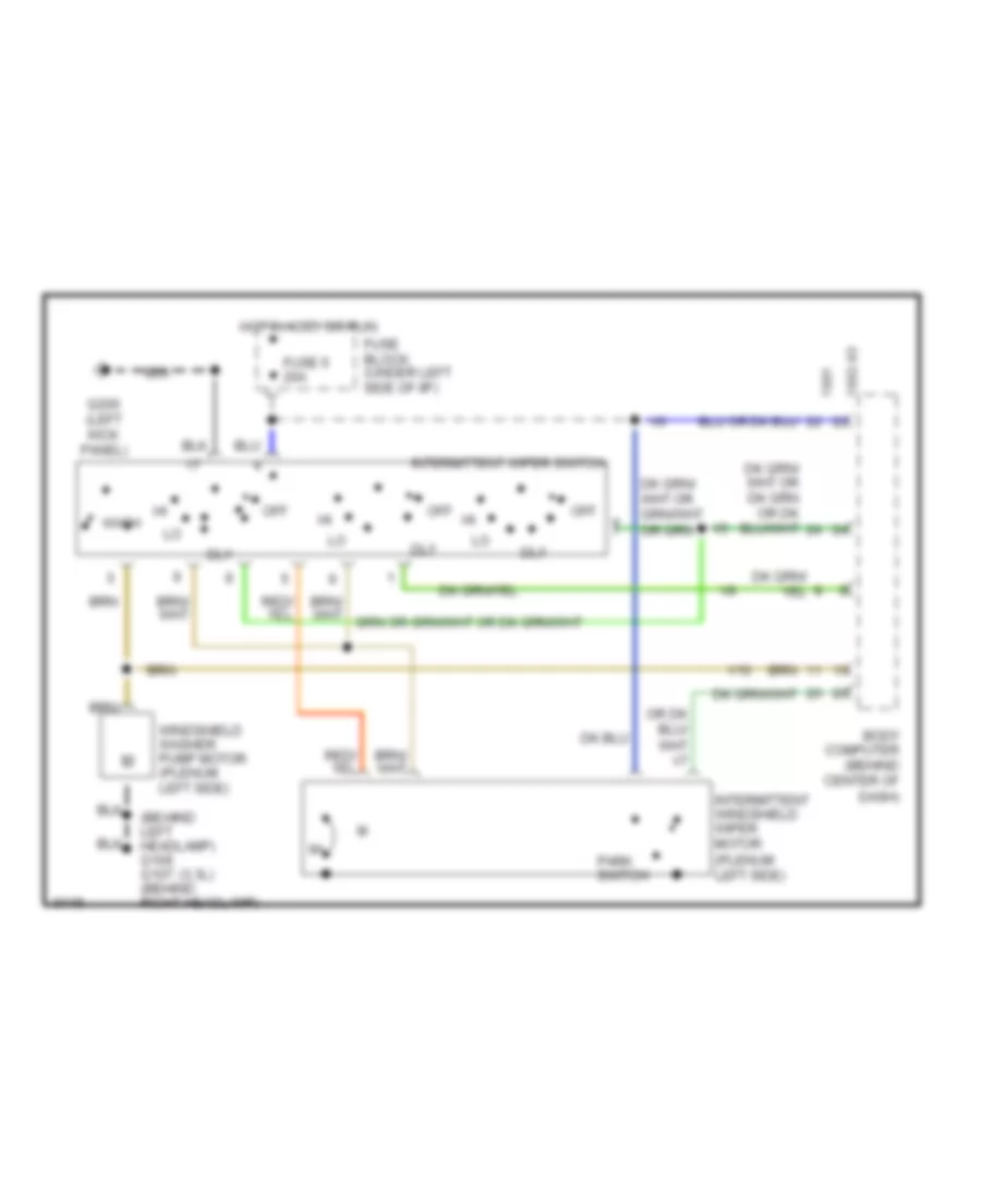 Электросхема стеклоочистителя, дворников и омывателя Интервала для Dodge Caravan ES 1991