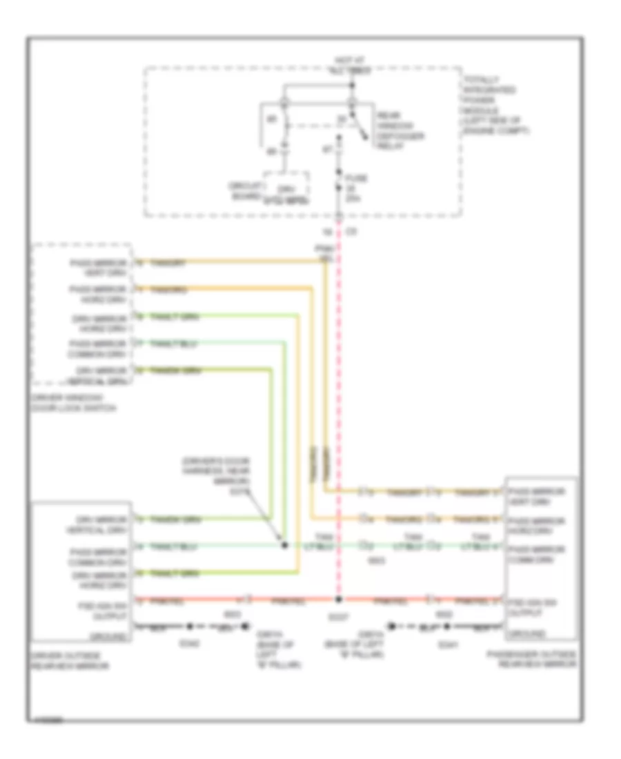 Power Mirrors Wiring Diagram, Base for Dodge Grand Caravan SE 2014