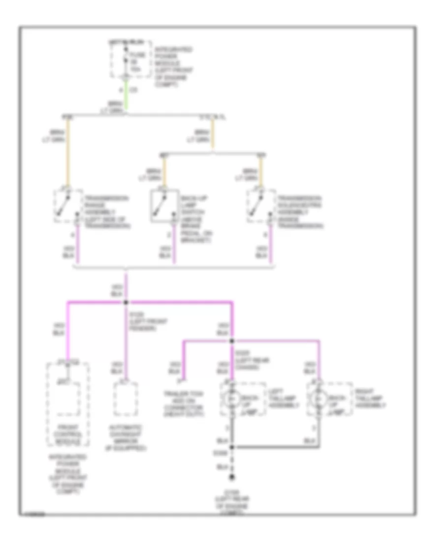 Back up Lamps Wiring Diagram for Dodge Pickup R2002 2500