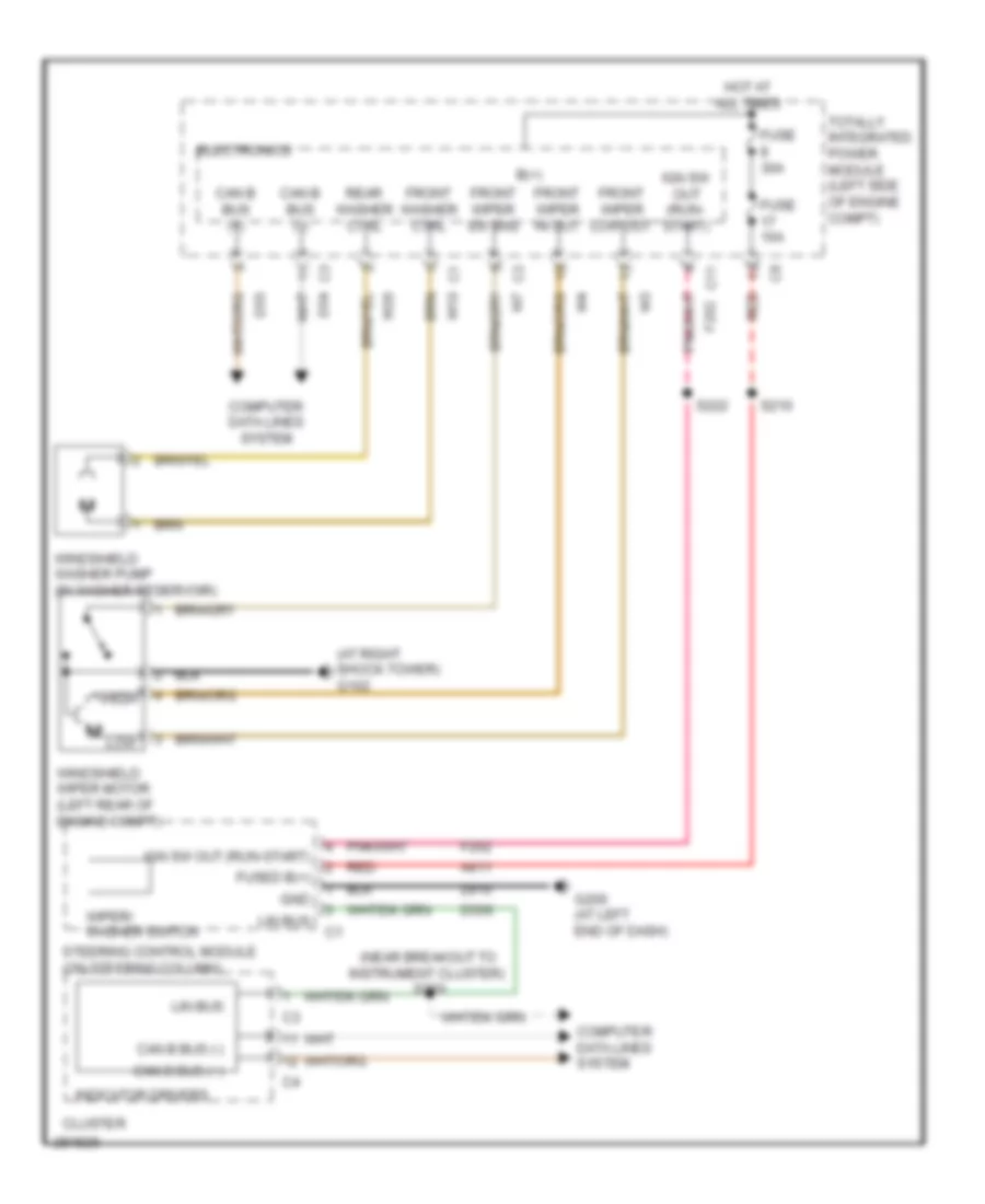 Электросхема стеклоочистителя, дворников и омывателя для Dodge Avenger SXT 2008