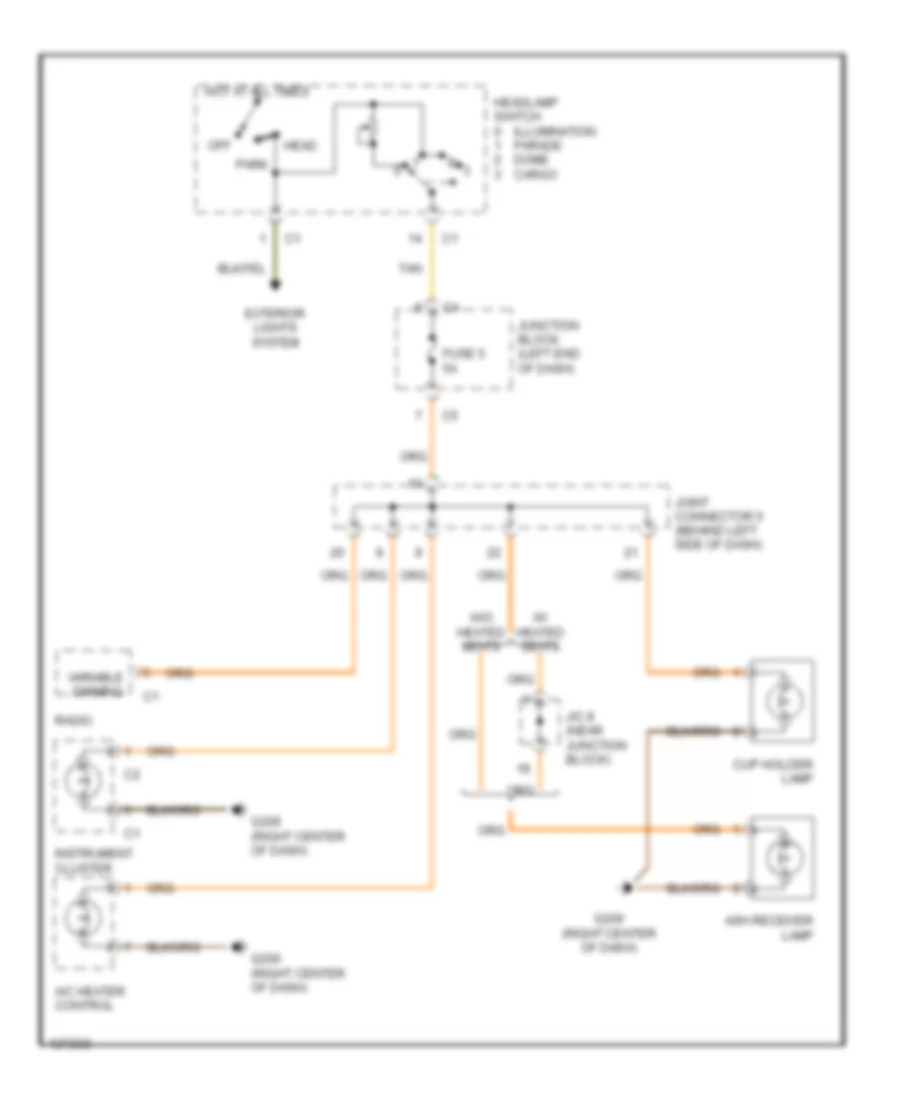 Instrument Illumination Wiring Diagram for Dodge Pickup R2000 1500