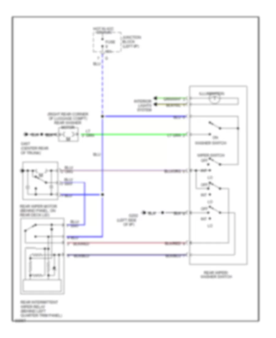 Электросхема заднего стеклоочистителя дворника и омывателя для Dodge Stealth 1996
