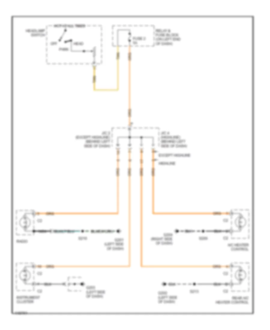 Instrument Illumination Wiring Diagram for Dodge Ram Van B2002 1500