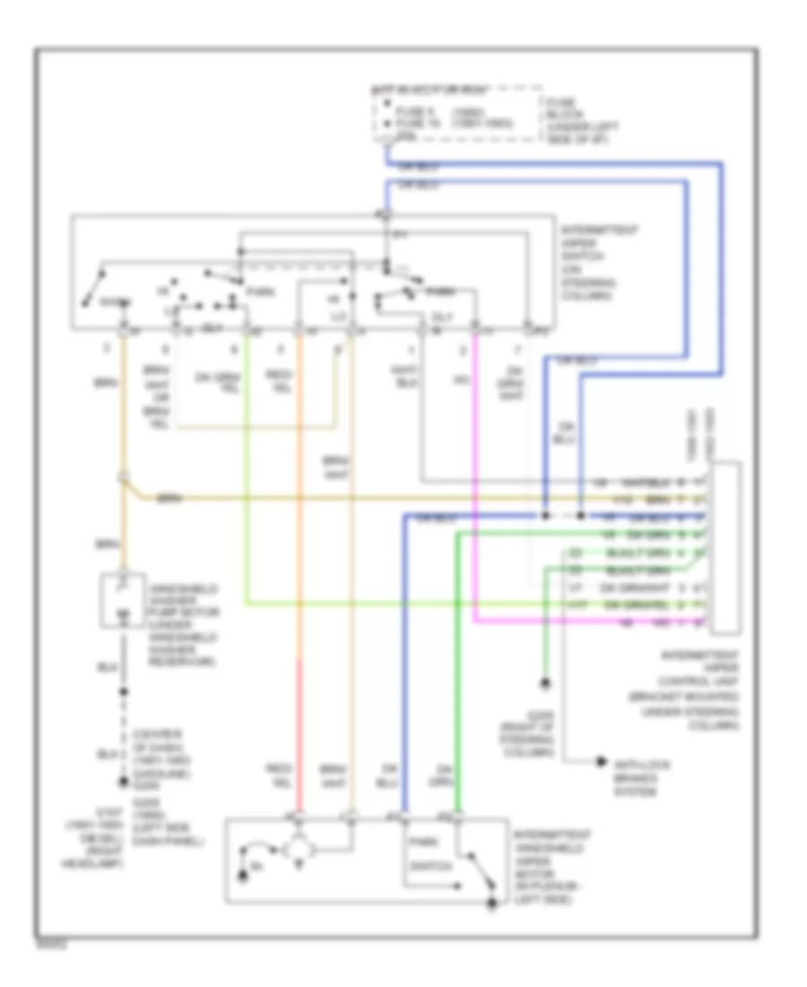 Intermittent WiperWasher Wiring Diagram for Dodge Ramcharger AD150 1992
