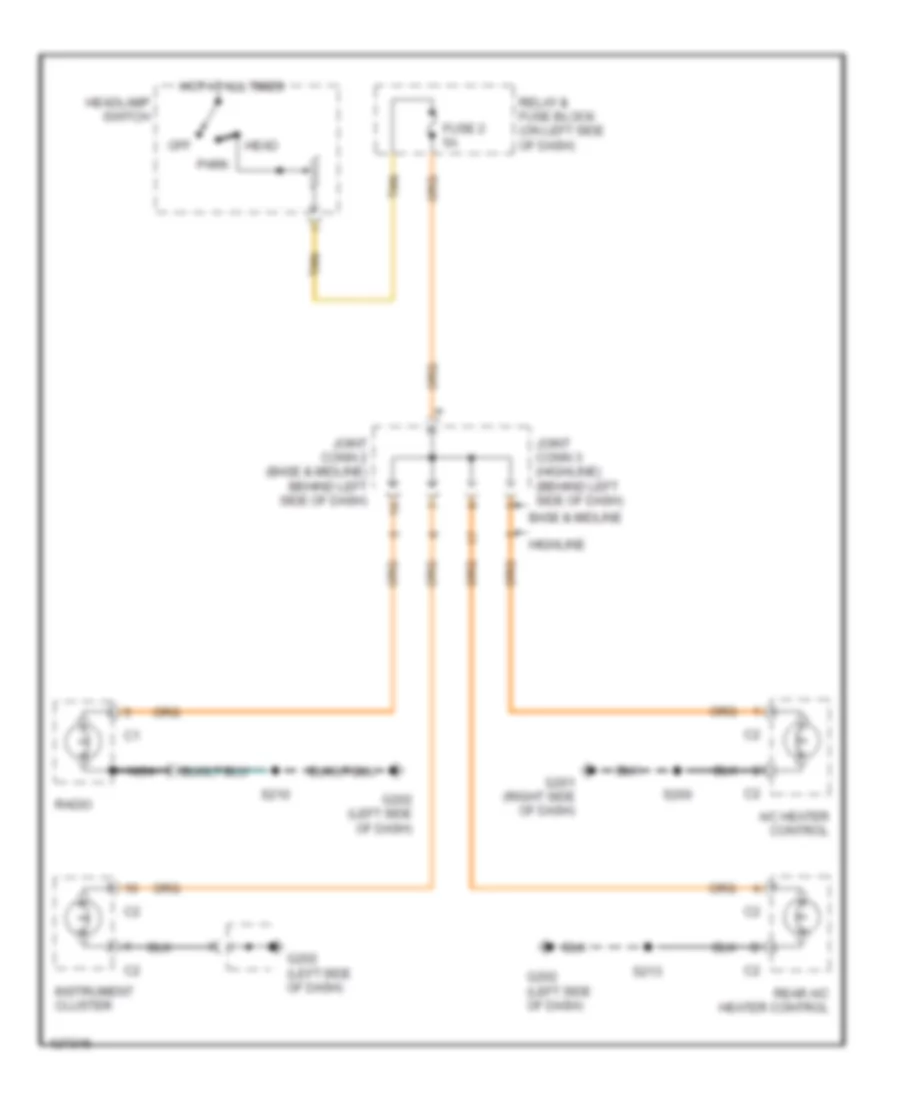 Instrument Illumination Wiring Diagram for Dodge Ram Van B2000 2500