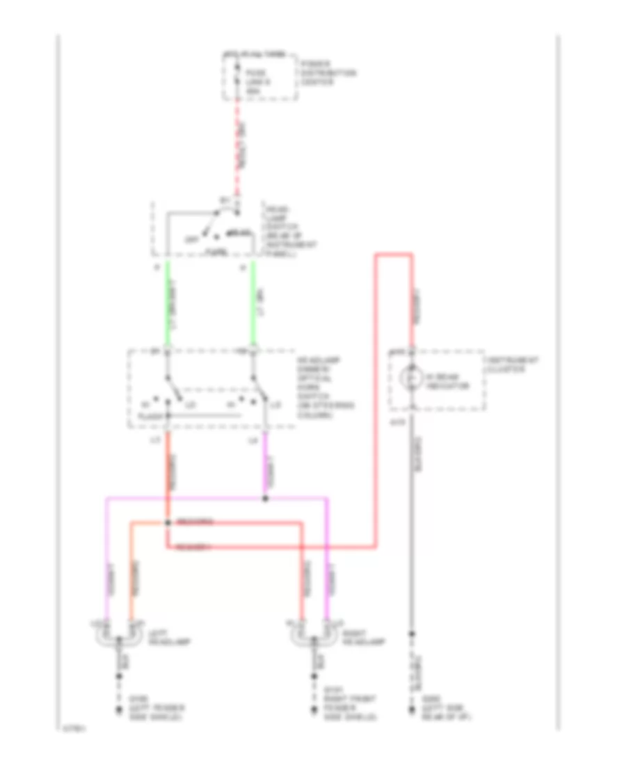 Headlamps Wiring Diagram, without DRL for Dodge Pickup R1500 1994