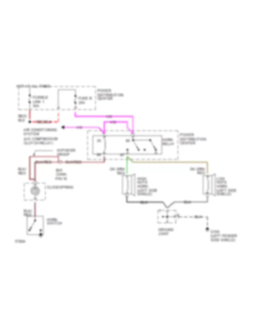 Horn Wiring Diagram for Dodge Pickup R1994 1500