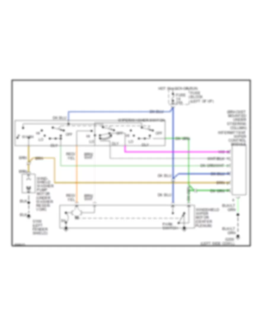 Электросхема стеклоочистителя, дворников и омывателя для Dodge Shadow America 1992