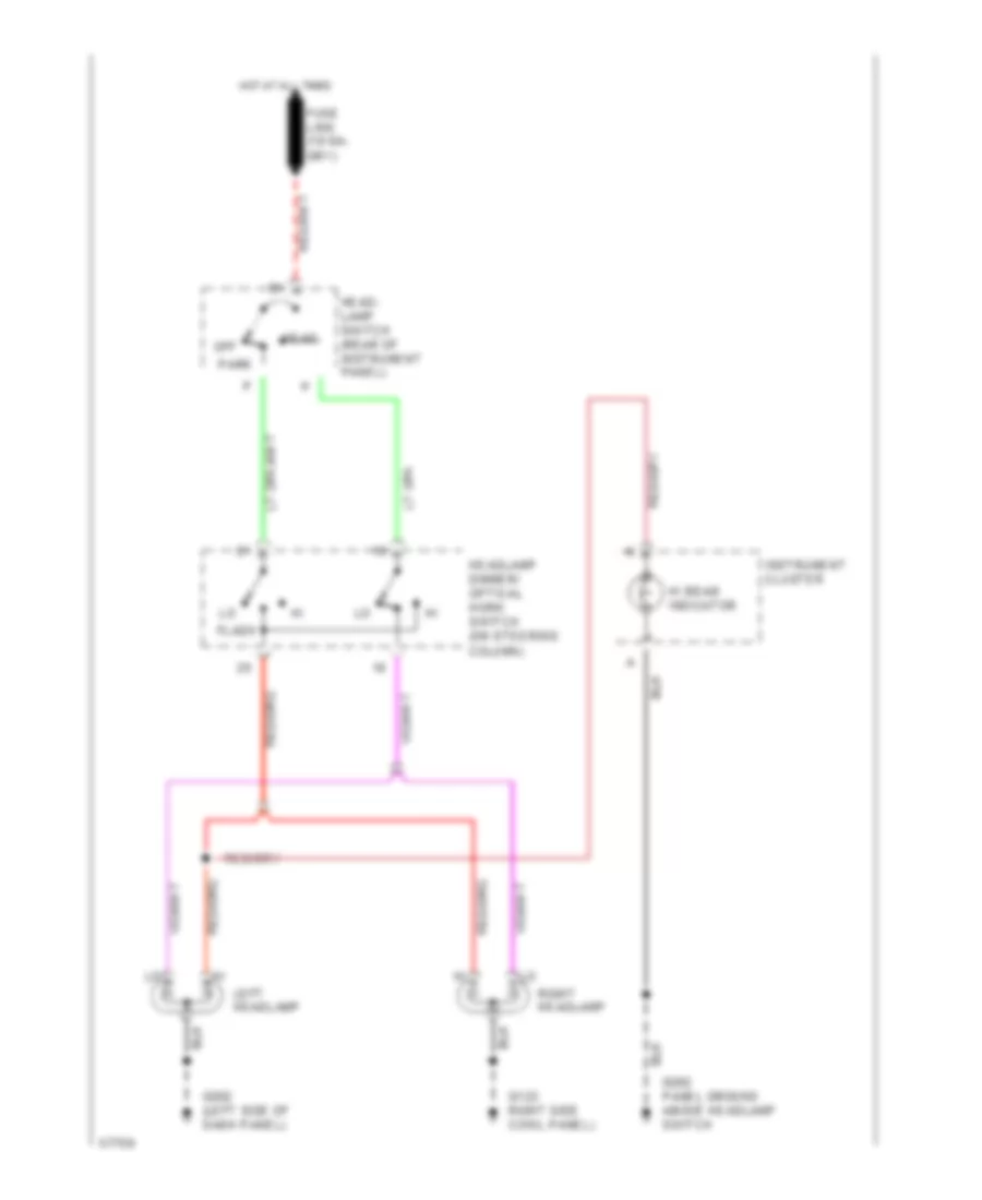 Headlamps Wiring Diagram, without DRL for Dodge Ram Van B150 1994