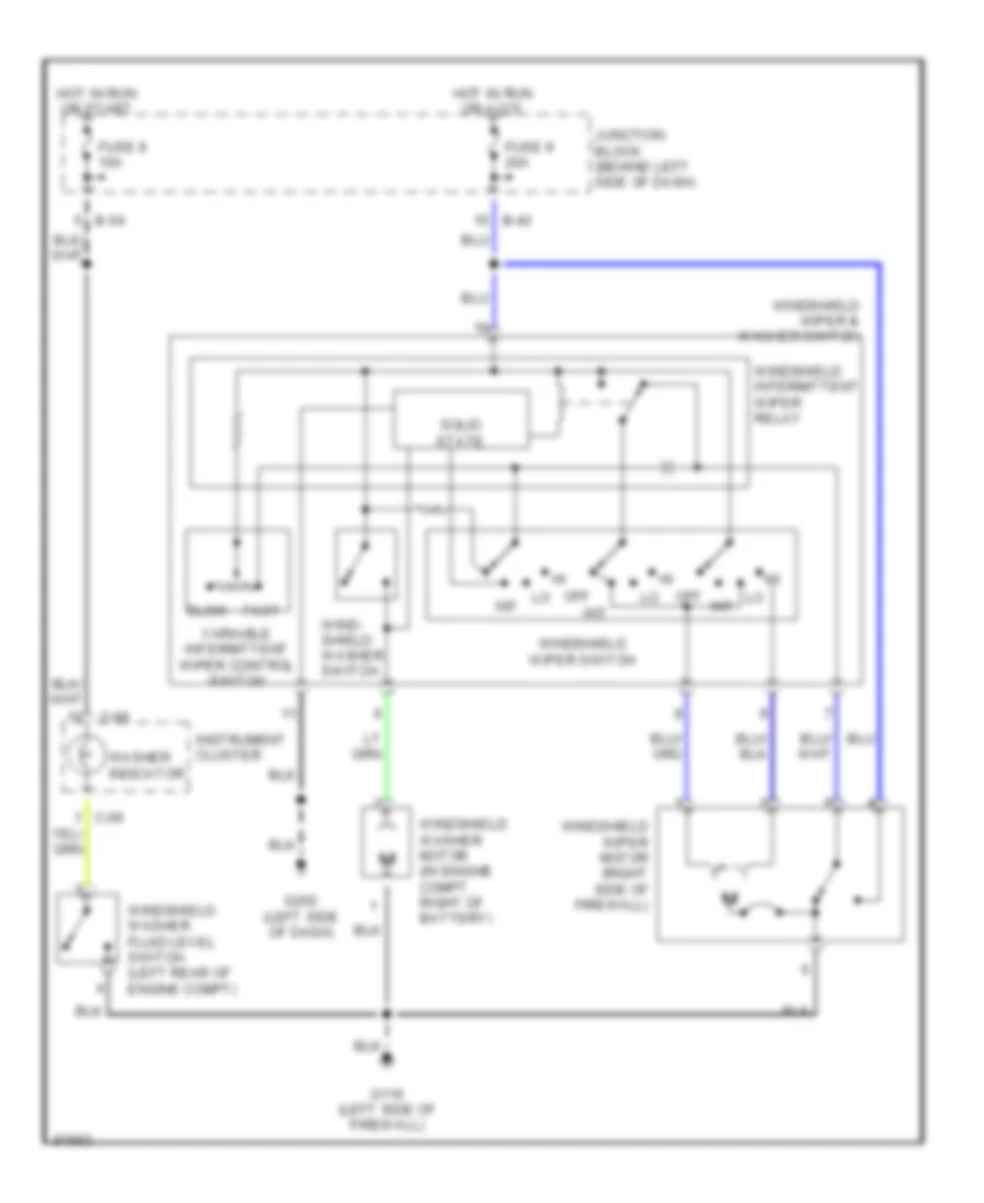 Электросхема стеклоочистителя, дворников и омывателя для Dodge Avenger ES 1997