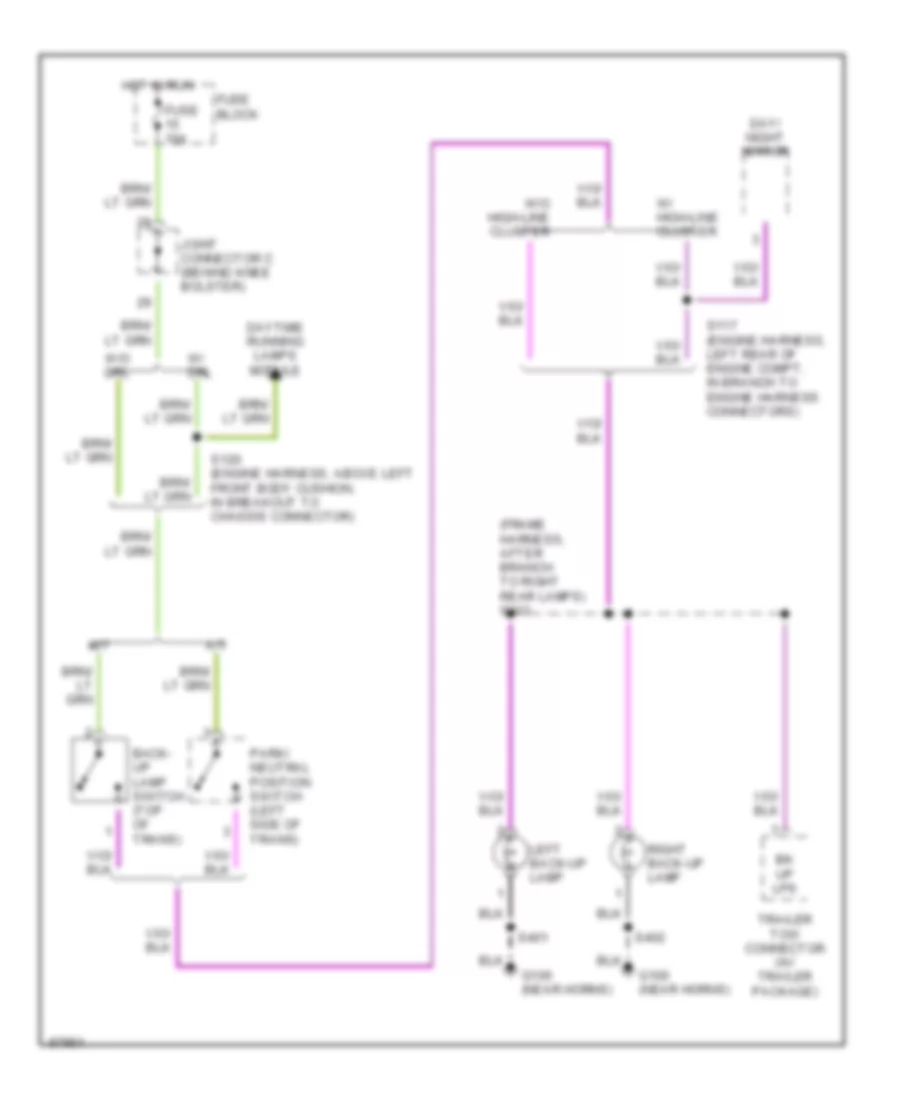 Back up Lamps Wiring Diagram for Dodge Cab  Chassis R1997 2500