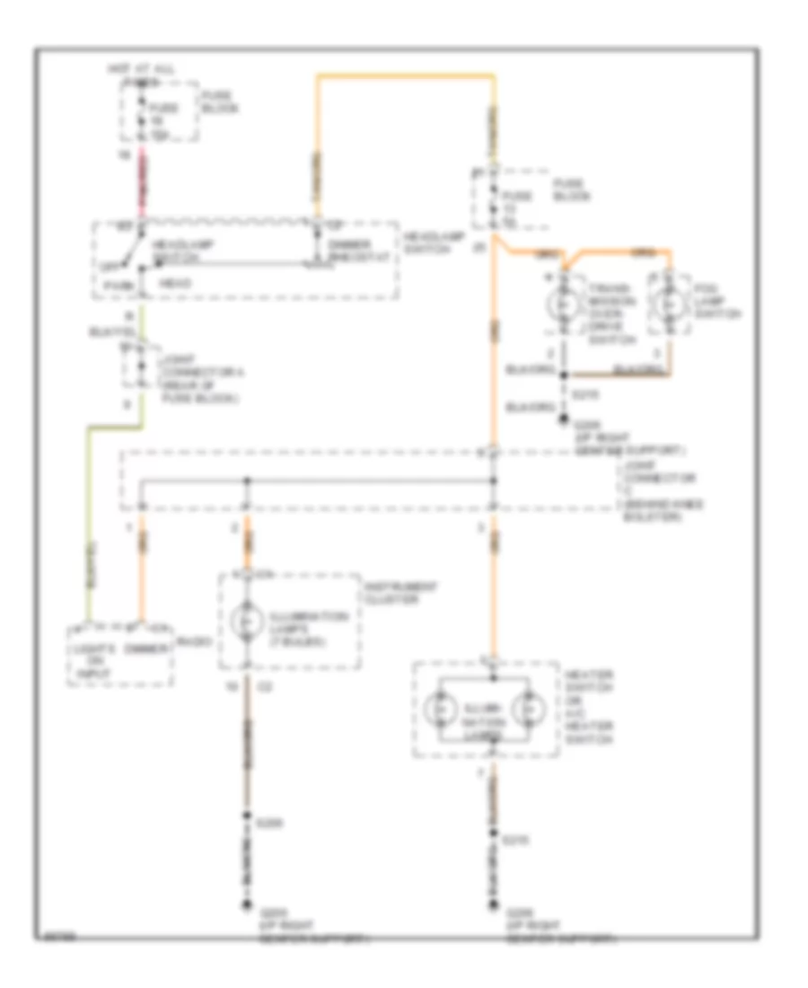 Instrument Illumination Wiring Diagram for Dodge Cab  Chassis R2500 1997