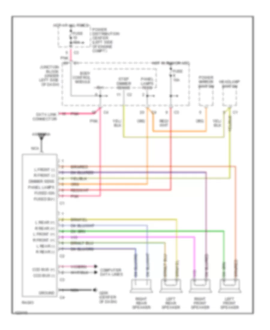 Radio Wiring Diagrams Base Radio for Dodge Caravan LE 1997