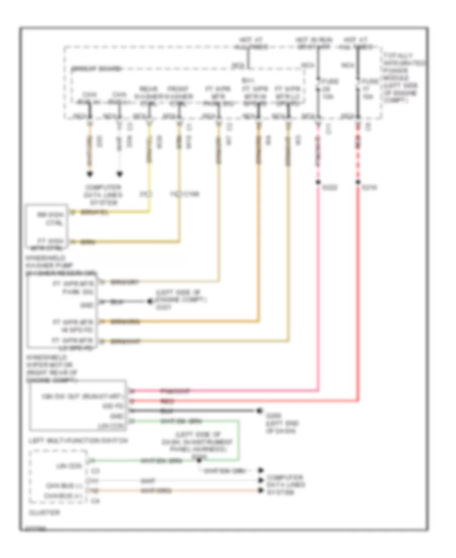 Электросхема стеклоочистителя, дворников и омывателя для Dodge Avenger R/T 2012