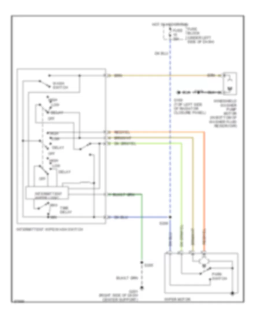 Электросхема стеклоочистителя, дворников и омывателя Интервала для Dodge Neon 1997