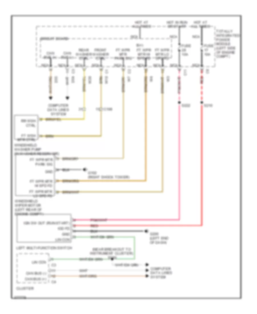 Электросхема стеклоочистителя, дворников и омывателя для Dodge Avenger Express 2010