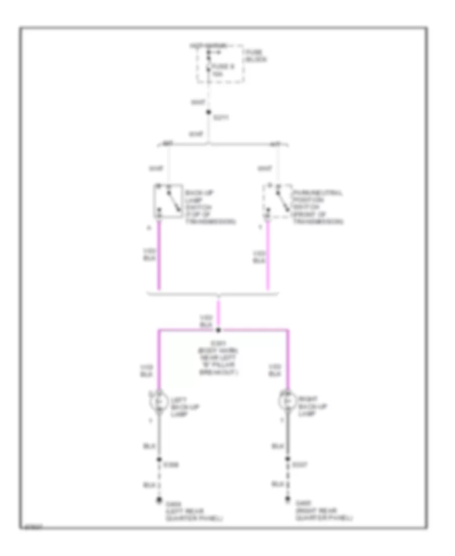 Back up Lamps Wiring Diagram for Dodge Neon Sport 1997